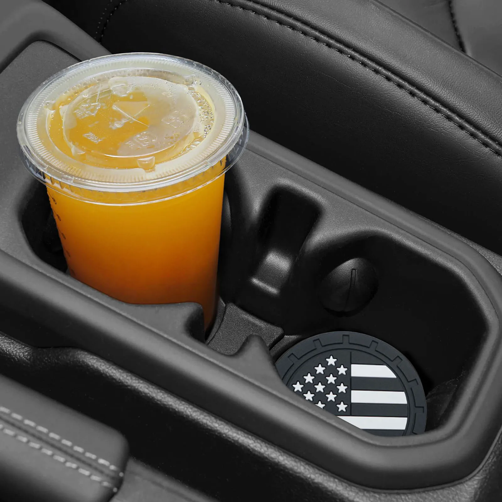2pcs Car Cup Holder Coasters with American Flag Pattern Anti Slip Shockproof Drink Mat Vehicle Interior Decor Accessories - view 3
