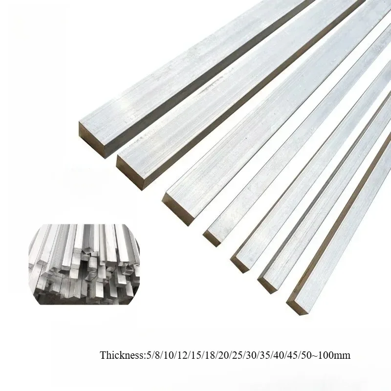 Weiyi 6061 Aluminium Alloy Square Bar Metal Strip Solid Material Thickness 5/8/10/12/15/18/20/25/30/35/40/45/50~100mm