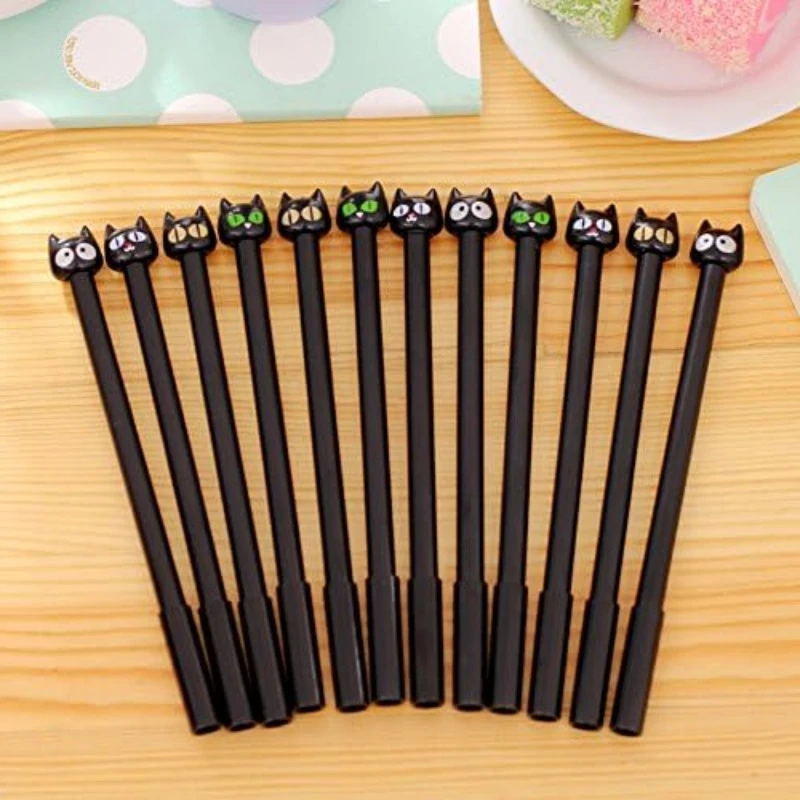 12Pcs Wholesale cute big eyes cat gender-neutral pen school office supplies student learning stationery  back to school