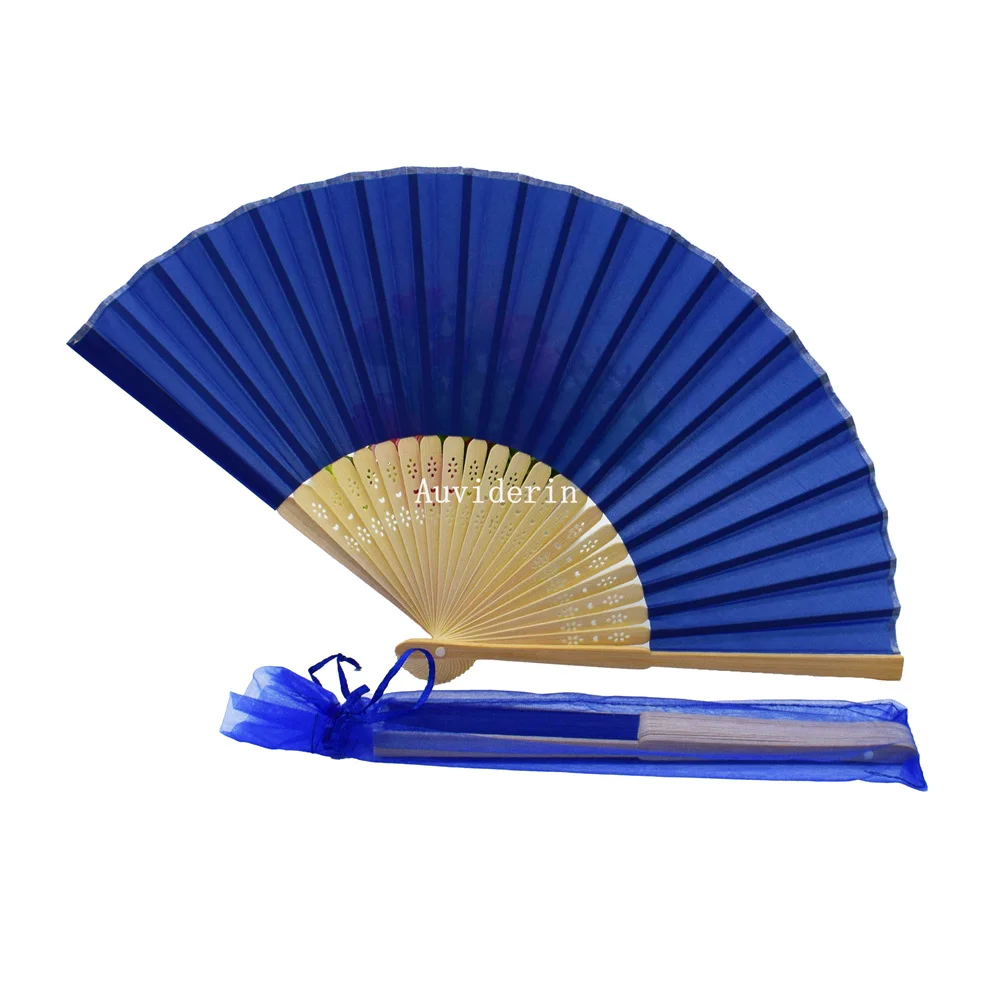 50pcs/Lot Personalized Wedding Favors for Guest Bamboo Fabric Hand Fans 30/40pcs with Names and Date in Gift Bag