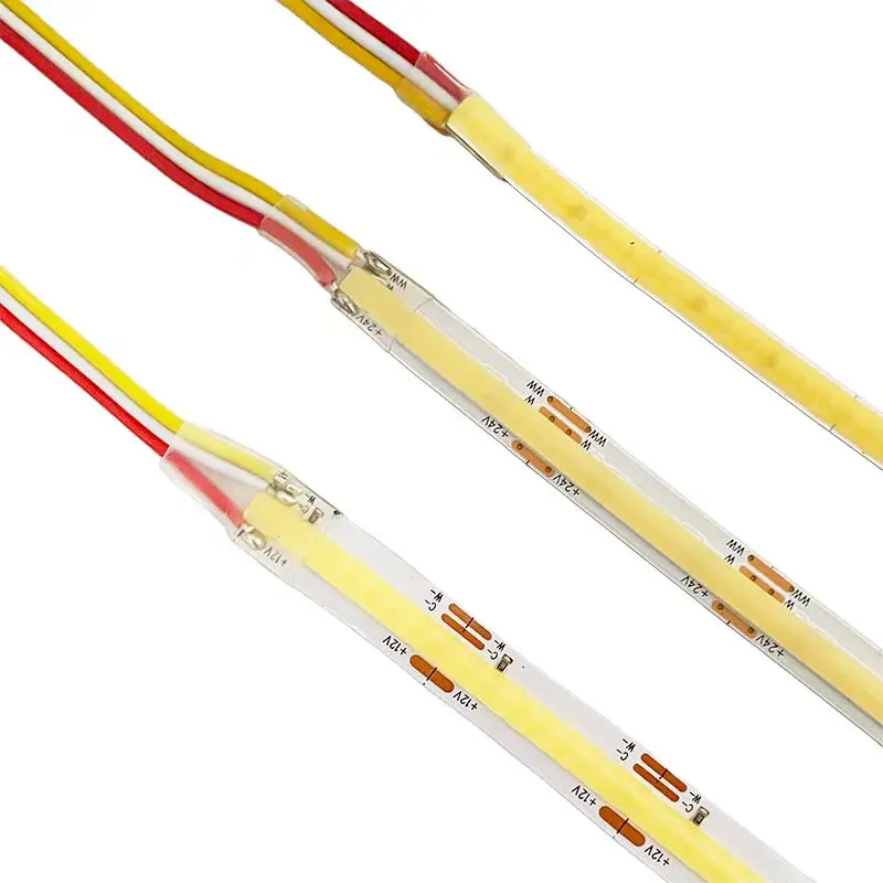 Taśma LED COB DC 12V 24V CCT 2700K do 6500K, zmieniająca kolor, liniowa taśma LED, dwukolorowa, RA90, ściemnialna, szerokość 5mm 8mm 10mm, dwukolorowa taśma LED, regulowana dwukolorowa taśma LED, 5 — 2