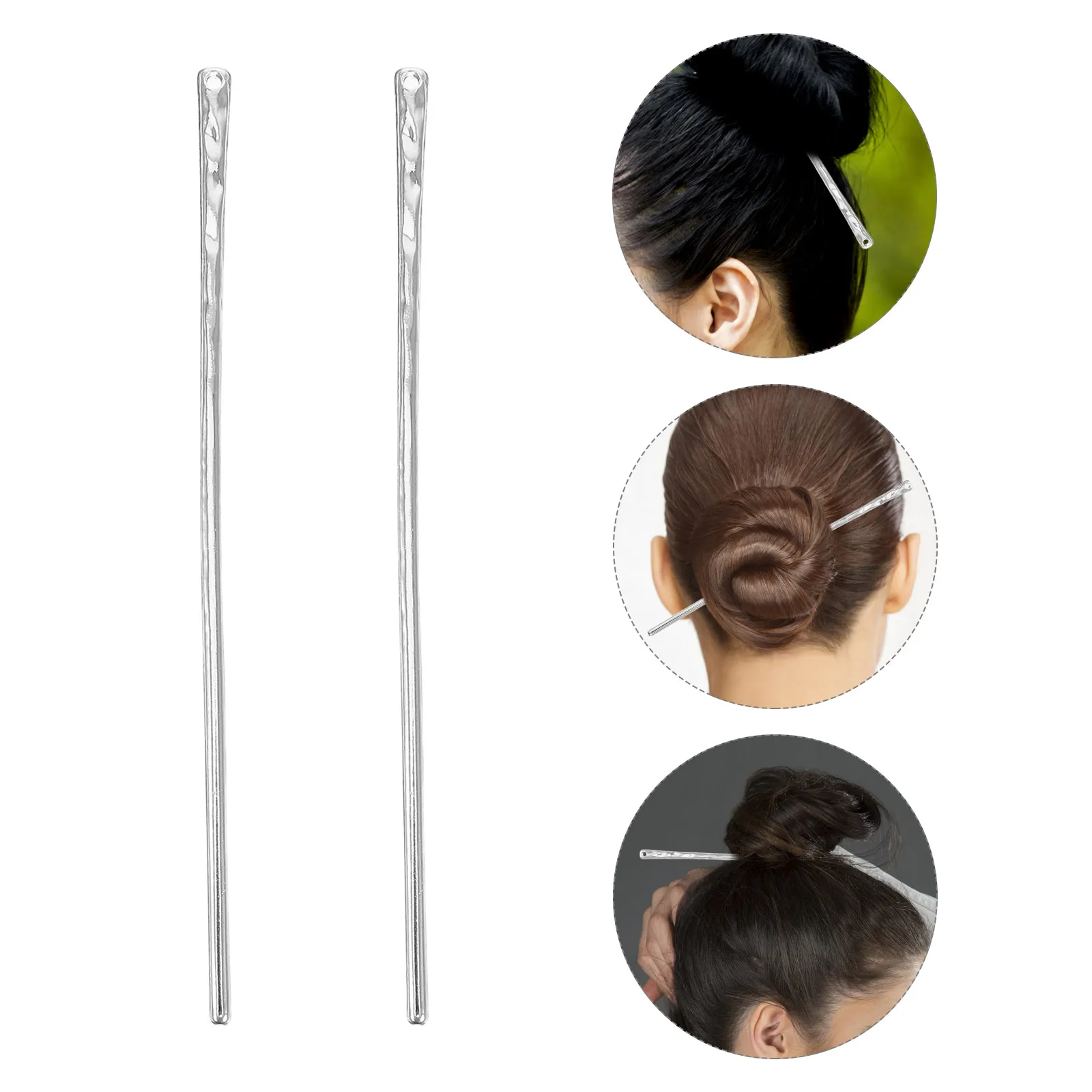 

2pcs Chinese Style Hairpins: Durable Alloy Metal Pins For Buns Elegant Traditional Lady'S Vintage Accessories