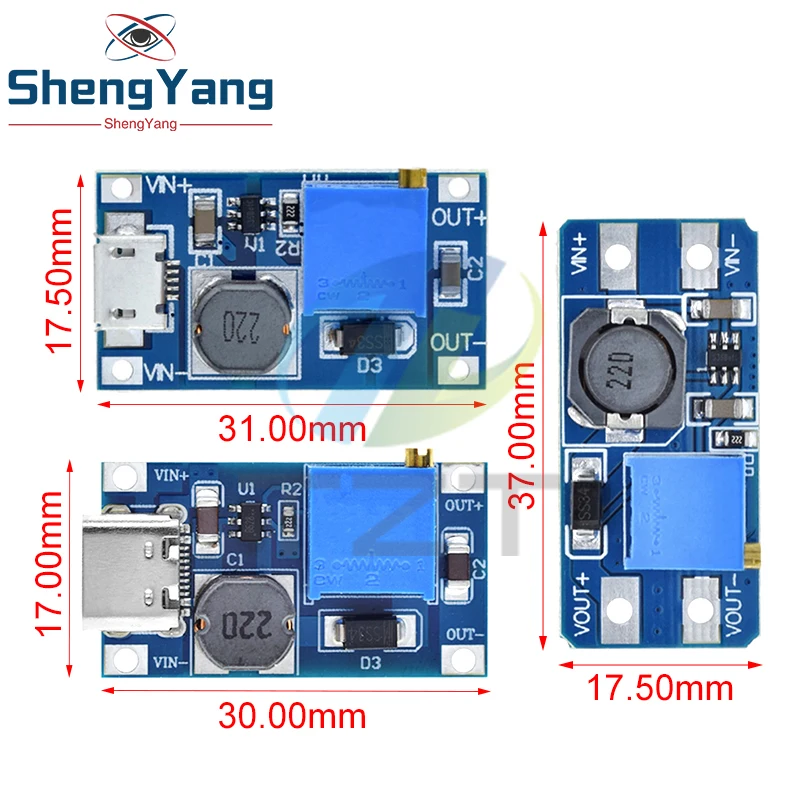 TZT MT3608 DC-DC Step Up Converter Booster Power Supply Module Boost Step-up Board MAX output 28V 2A