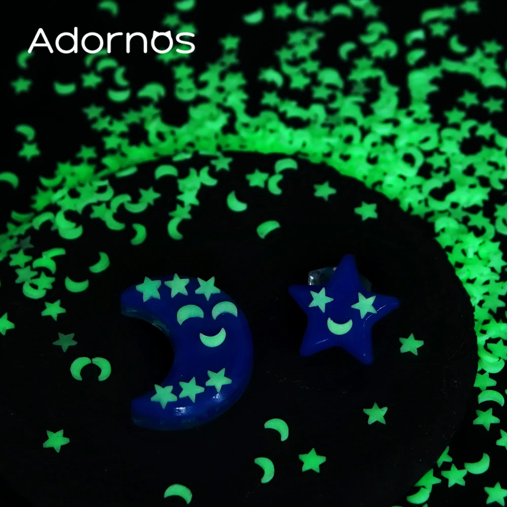 10 g/bag Luminous Soft Clay Slices Epoxy Resin Filling Glow In The Dark Star Moon Design Flakes DIY Shaker Resin Crafts Making