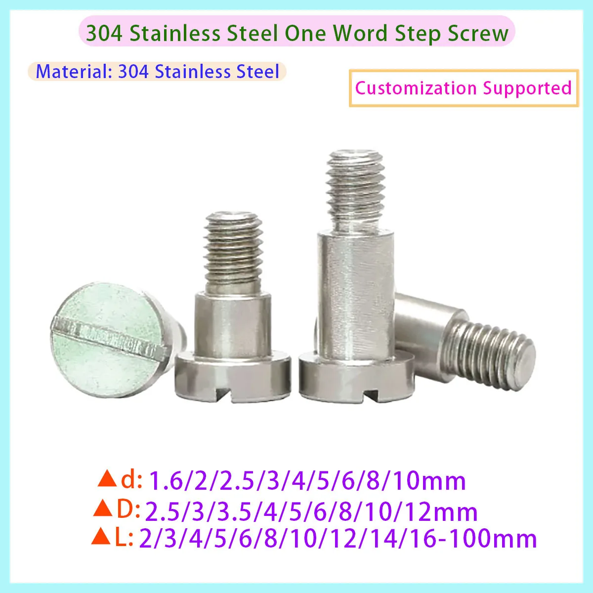 M3-M6 304 Stainless Steel Slotted Shoulder Limit Screws Cylindrical Head Equal Height Step Locating Bolts