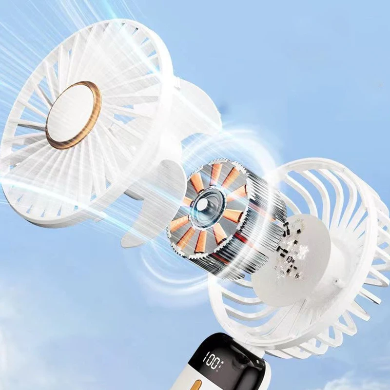 مروحة USB صغيرة محمولة قابلة للطي ومراوح معلقة على الرقبة 5 سرعات USB قابلة لإعادة الشحن