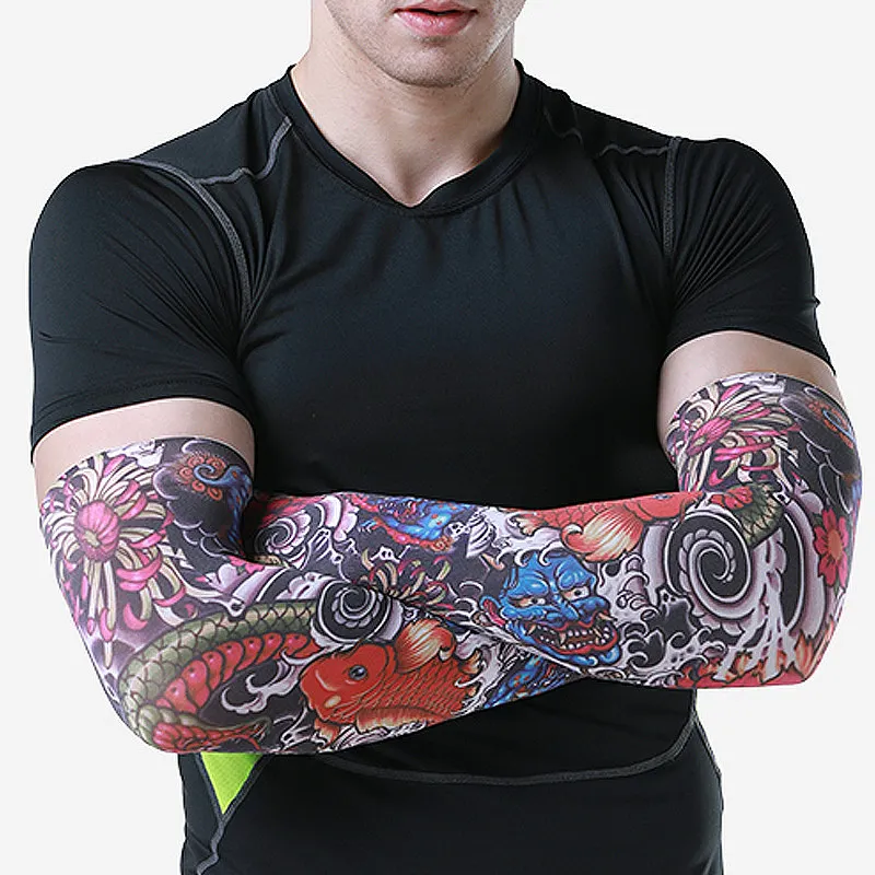 GIYO Anti-sunburn Ice Silk Sleeves For Arm Lycra Ice Fabric Breathable Quick Dry Outdoors Sports Cool Cuff Men\'s Long Arm Cover