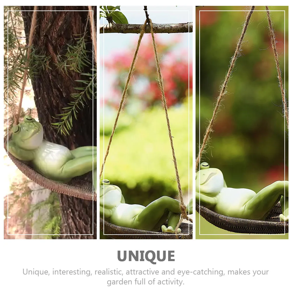 

Frog Swing nament Resin Garden Statue Decor Lightweight Hanging Accessories Courtyard Figure Realistic Design Detail Safety