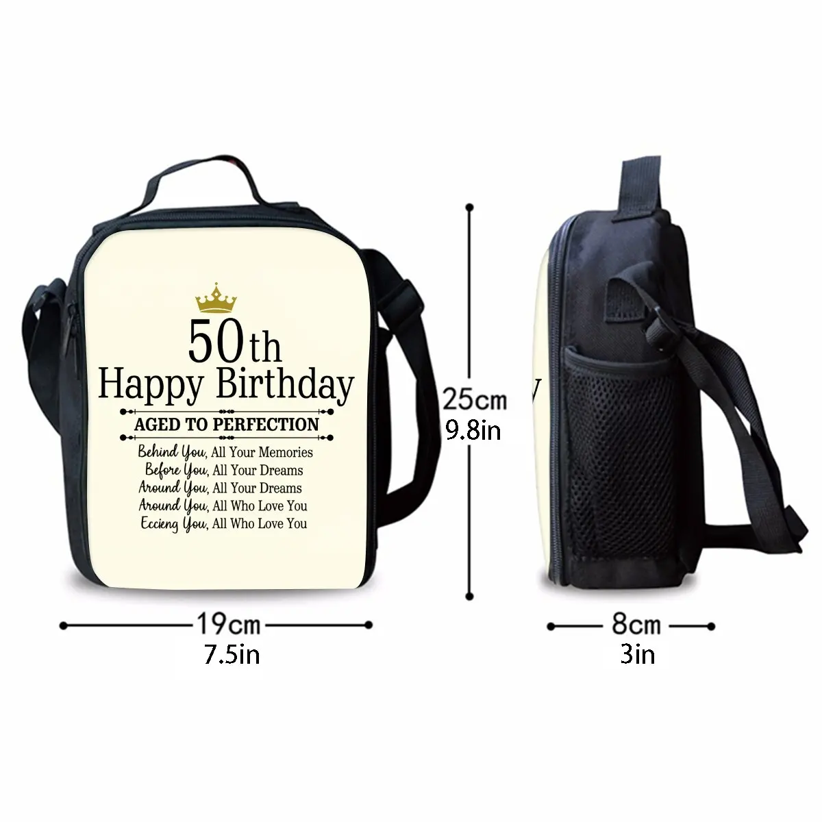 50th هدية عيد ميلاد طباعة حزام الكتف معزول أكياس الغداء ثلاثية الأبعاد الكرتون صبي/الفتيات نزهة الغذاء الحفاظ على حقيبة حفظ الطعام الحرارية