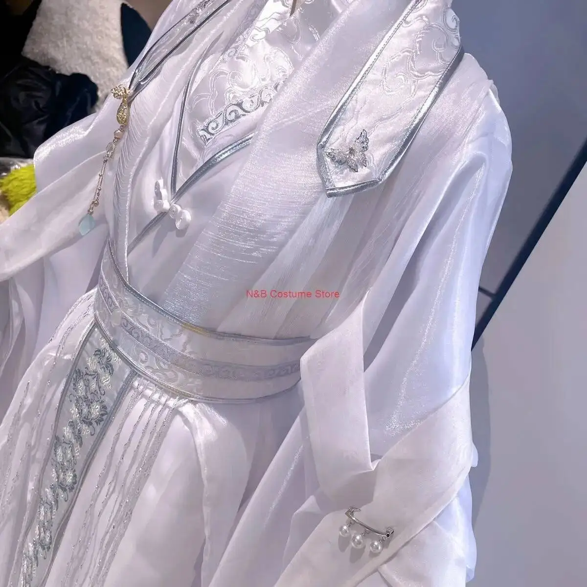 الأبيض الجنية زي الهالوين التأثيري شين لانتشو شي تشينغ شوان الأزياء القديمة سوبر الخالد أنيمي إيه ها تشو وانينغ