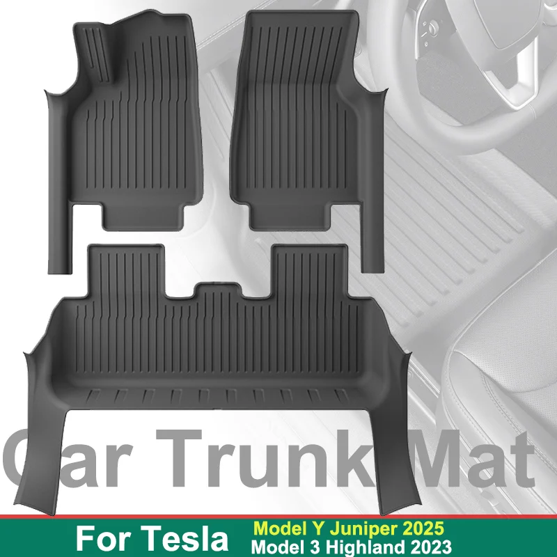 

Для Tesla Model Y Juniper 2025 Model 3 Highland 2023 Автомобильный коврик в багажник Коврик для багажа TPE Водонепроницаемый противоскользящий комплект напольного коврика