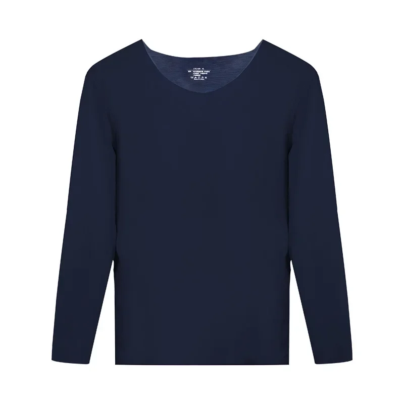 Traceless thermal underwear mens fleece thickened winter cold resistant long-sleeved backing wool thermal shirt men