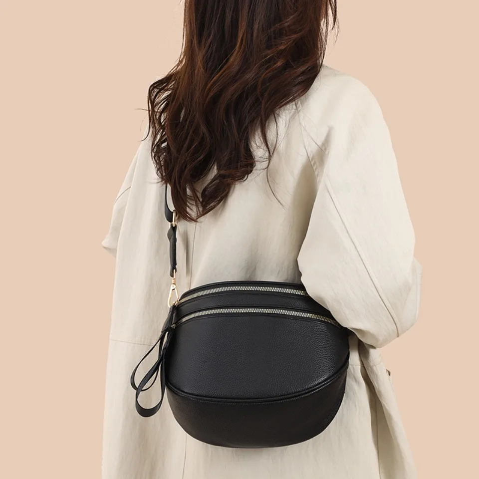 100% Top Layer Genuine Cowhide Leather Saddle Bag Luxury Handbags Women Bags Designer Crossbody Shoulder Bags for Women Commute