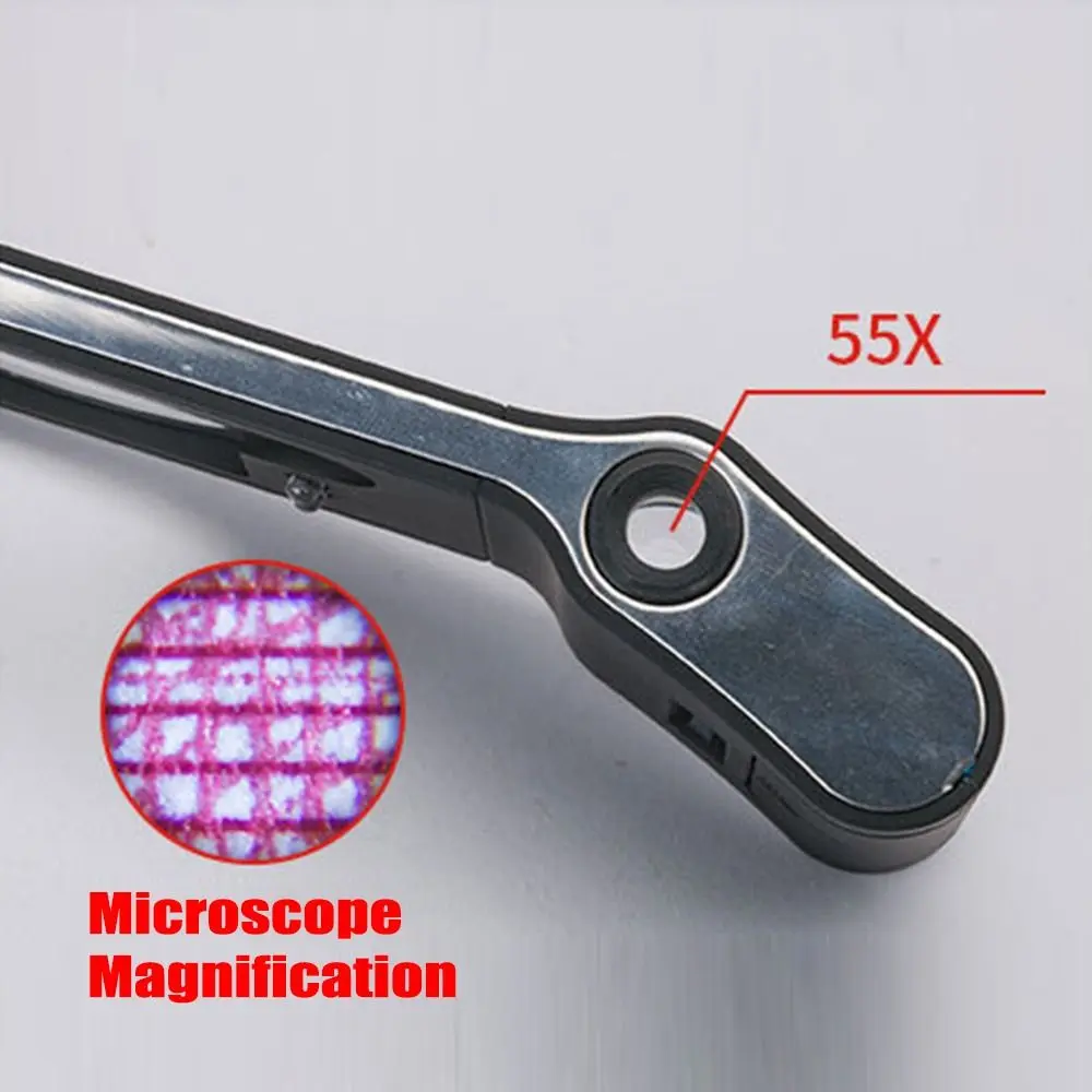

Pocket Handheld 3X Magnifying Glass Durable Battery Powered Reading Magnifier UV Light Black Luminous Magnifier Microscope