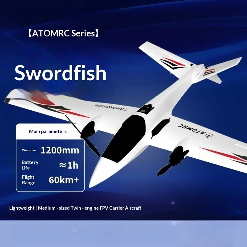 Image of ATOMRC SwordFish 1200mm Leichtgewichtiger Starrflügel-FPV-Segelflieger Ferngesteuertes Flugzeug für FPV-Flug-Hobbyisten und Erwachsene Enthusiasten
