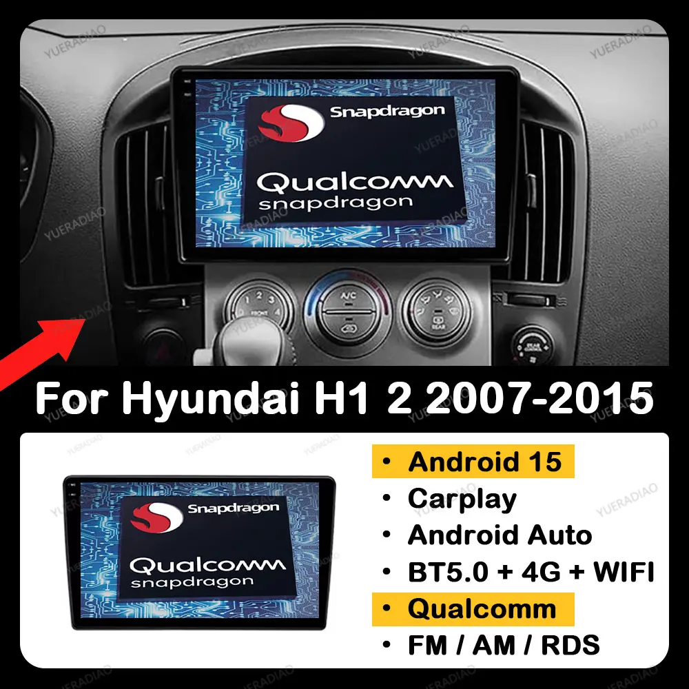 

Android 15 Car Radio For Hyundai H1 II 2 TQ 2007 - 2015 QLED GPS NAVI Head Unit Multimedia Stereo Video Player 4G WIFI Qualcomm