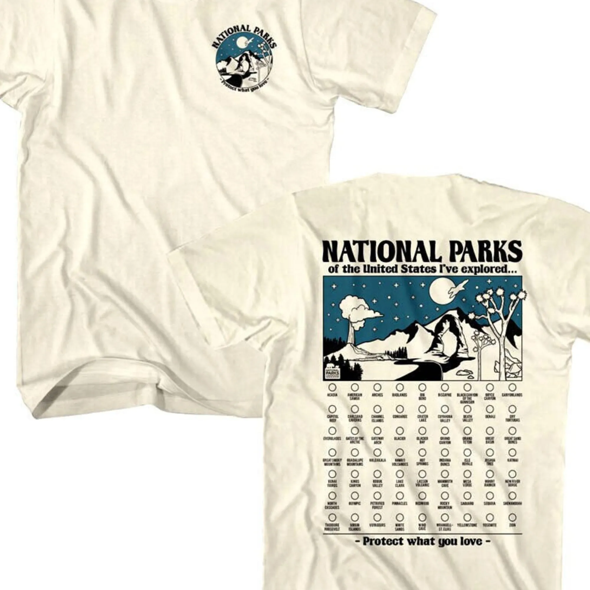 National Parks Exploration Checklist Men's TShirt Protect What You Love US