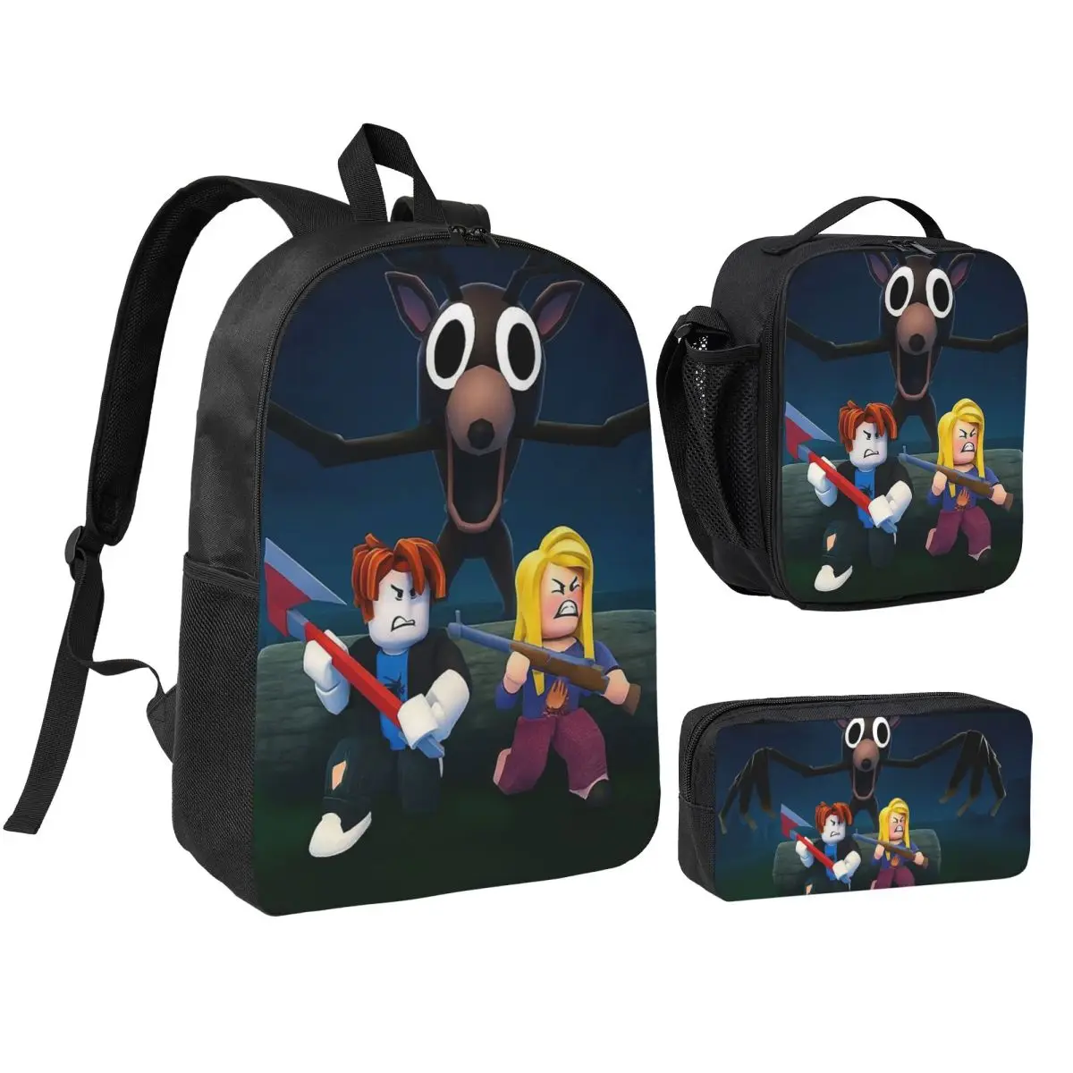 

The Deer 99 Nights In The Forest Game Backpack Student BookBag School Bag Shoulder Bags 3ps Insulated Lunch Bag Pencil Case