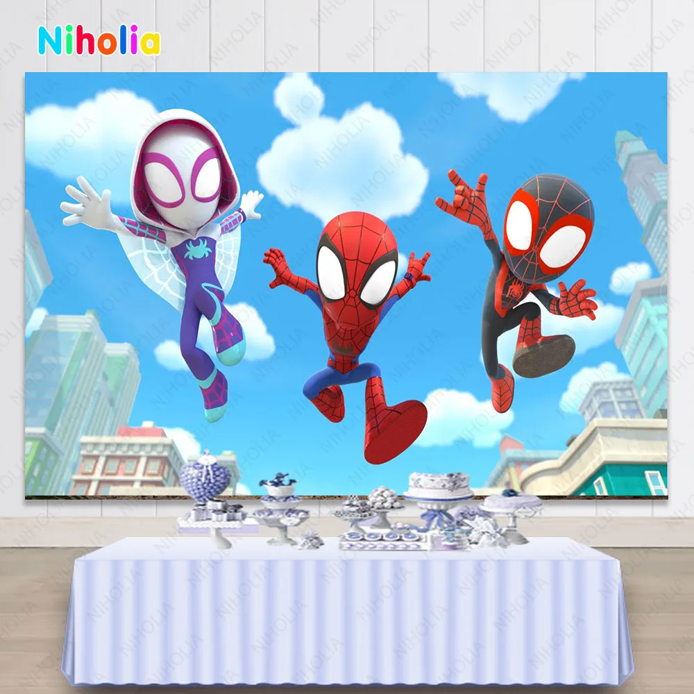 Disney Spidey En Zijn Verbazingwekkende Vrienden Fotografie Achtergronden Doek Hero Jongens 1st Verjaardagsfeestje Achtergrond Photo Studio Decor