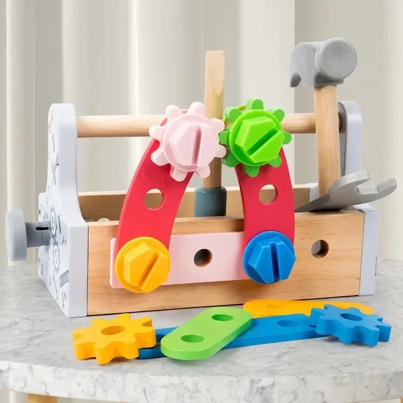 子供用ツールボックス木製おもちゃごっこ遊びセットナット分解ネジ組み立てシミュレーション修理ゲーム教育感覚玩具