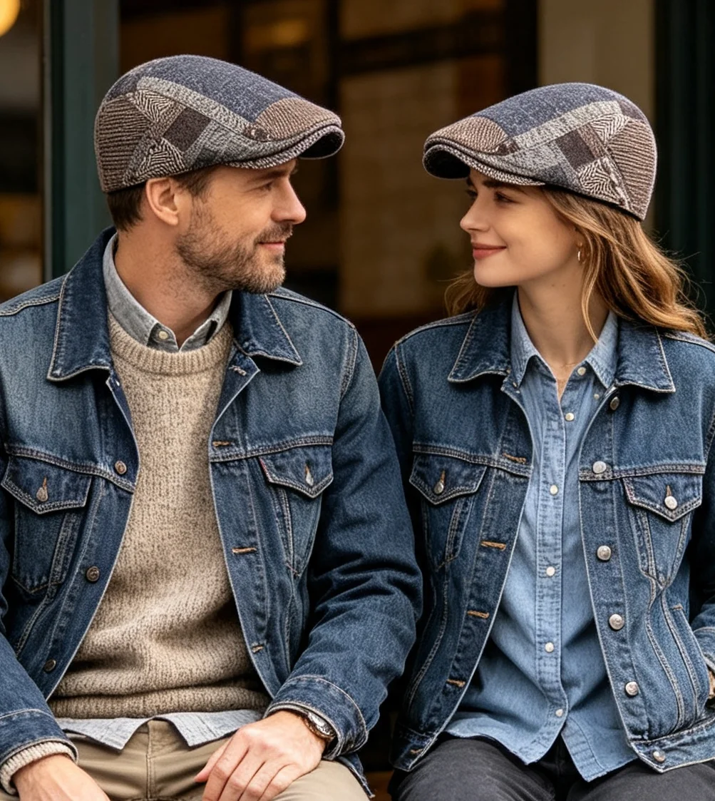 Adjustable Tweed FAUX Wool Beret Newsboy Hat Flat Cap for Men And Women Irish Cabbie Gatsby Ivy Style Vintage Fashion Headwear