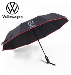 Car Automatic Folding Windproof Sunshade Umbrella For Volkswagen R Golf Touareg Passat Scirocco Tiguan ID.3 ID.4 ID.6 ID.7 T-ROC