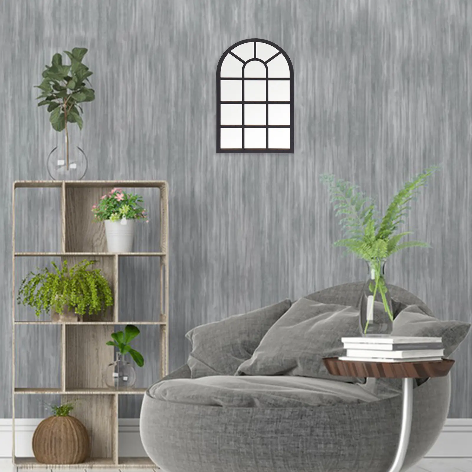 Large Removable Rustic Wood Window Frame Wall Sticker Decal for Living Room Bedroom Entryway Farmhouse Style Window Wall Decor