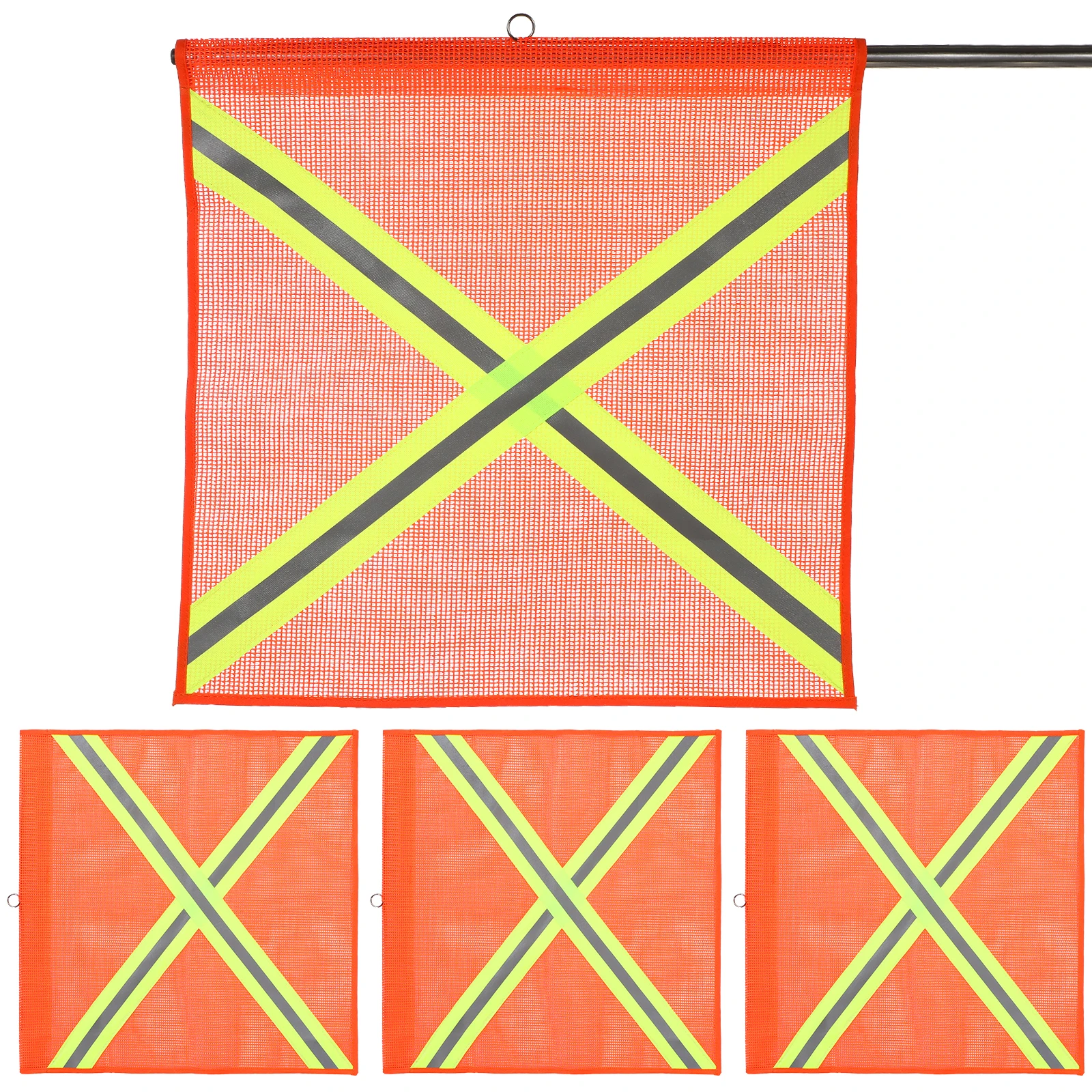 

4 pcs Reflective Safety Flags Body Red Caution for Trucks Scooter Biking Portable Traffic Warning Outdoor Mesh High Visibility