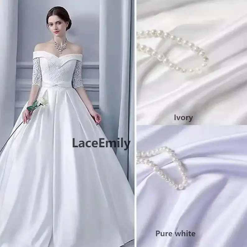 Thin satin fabric Ivory Matte Satin fabric For Girl Dress, Wedding Background, Wedding dress, bridal dress 59
