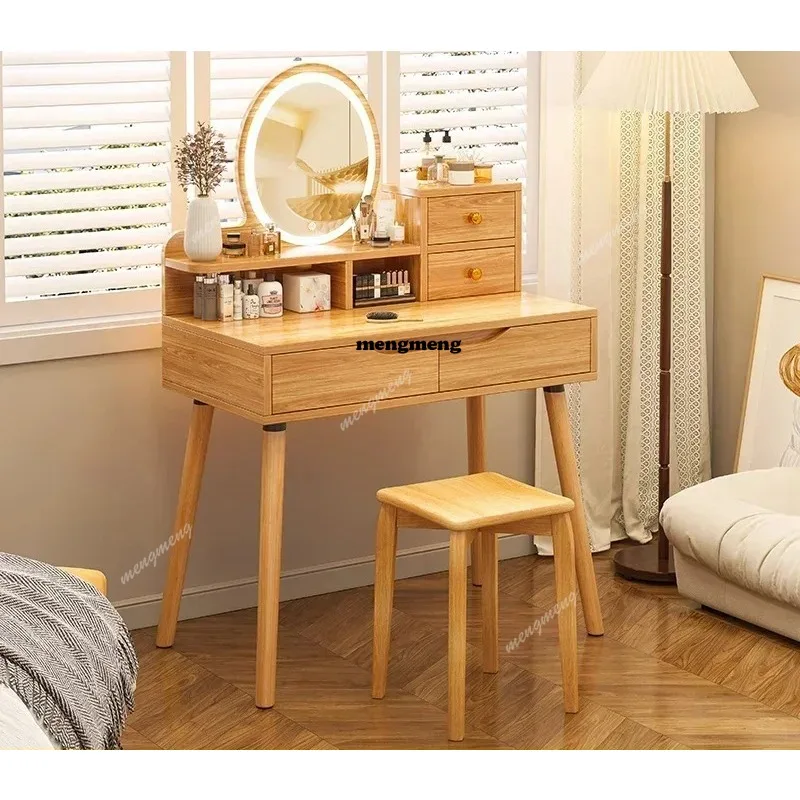 Premium Office Mirror Bedroom Dressing Table Vanity Comfortable Modern Drawer Luxury Dressers Wooden Standing