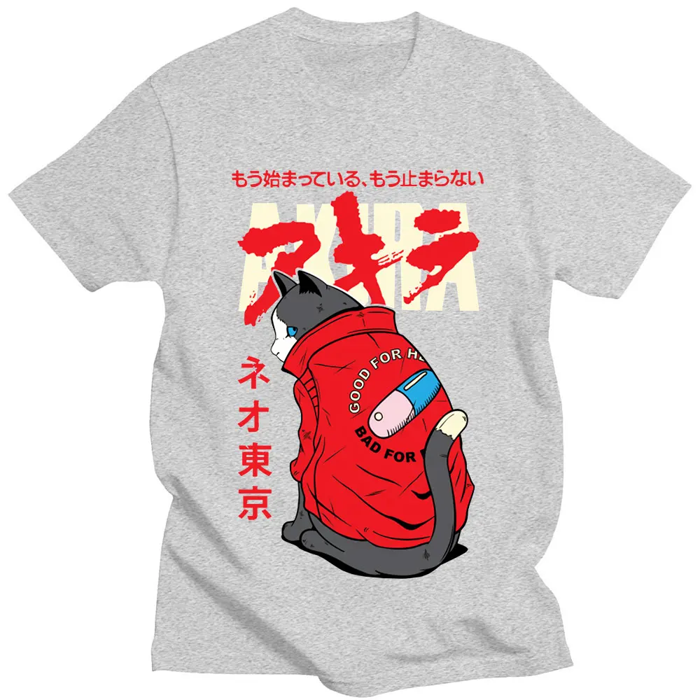 Anime Akira Cat Kaneda Shotaro T-shirt Men Woman Fashion Casual Short Sleeve T-shirt Streetwear Hip Hop Cotton Harajuku T shirt