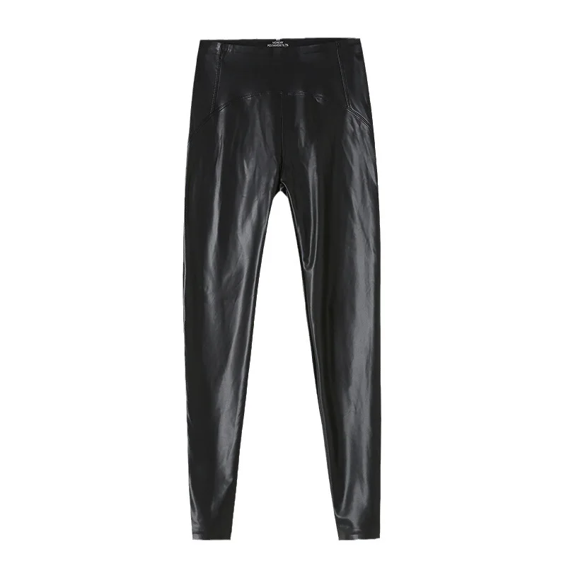 Damskie legginsy do jogi z ekoskóry, dopasowane, wiatroodporne, ocieplane polarem, długie, idealne na jesień, transgraniczne.