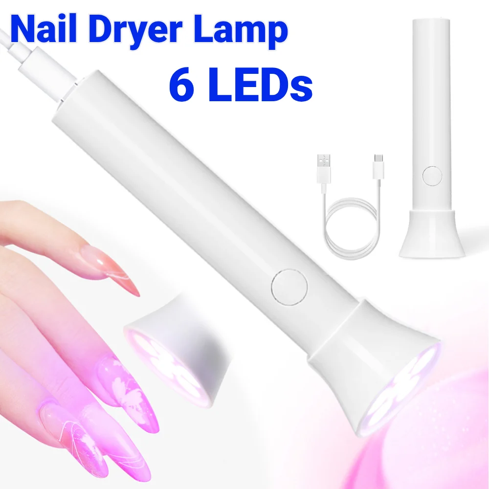 

Портативная лампа для сушки ногтей, УФ-светодиодная лампа для ногтей, таймер, мини-светильник для ногтей, 6 светодиодов, беспроводная лампа для ногтей, быстросохнущая для домашнего маникюрного салона