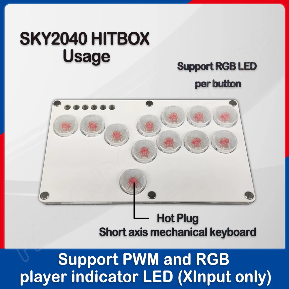 Mini HitBox Arcade Controller for Hot Plug, Short Axis, Mechanical Keyboard for PC, PS4, PS3, PC, Switch, Durable, New