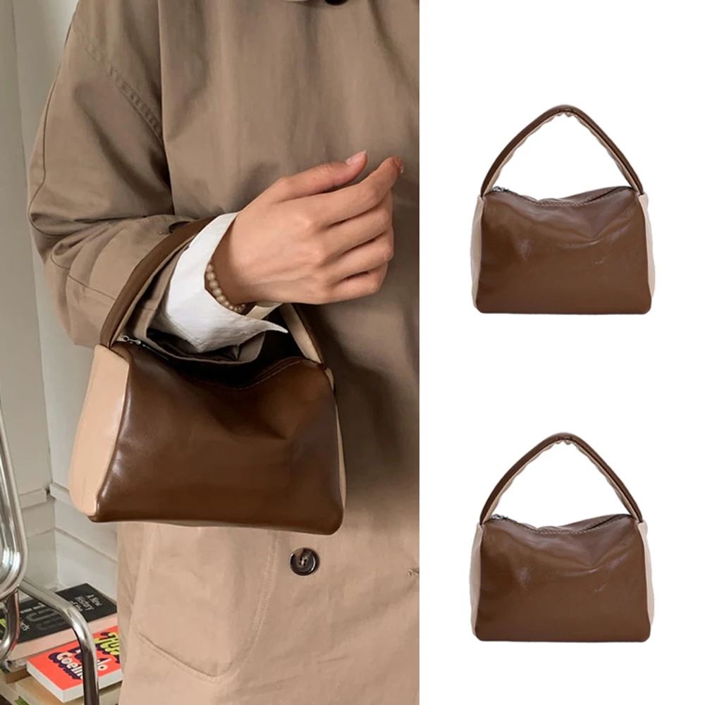 بولي PU كتلة اللون حقيبة يد المرأة 2025 جديد الخريف الشتاء الرجعية الدرجة العالية تنوعا انغلق حقيبة محمولة مربع الهاتف المحمول الحقيبة #1