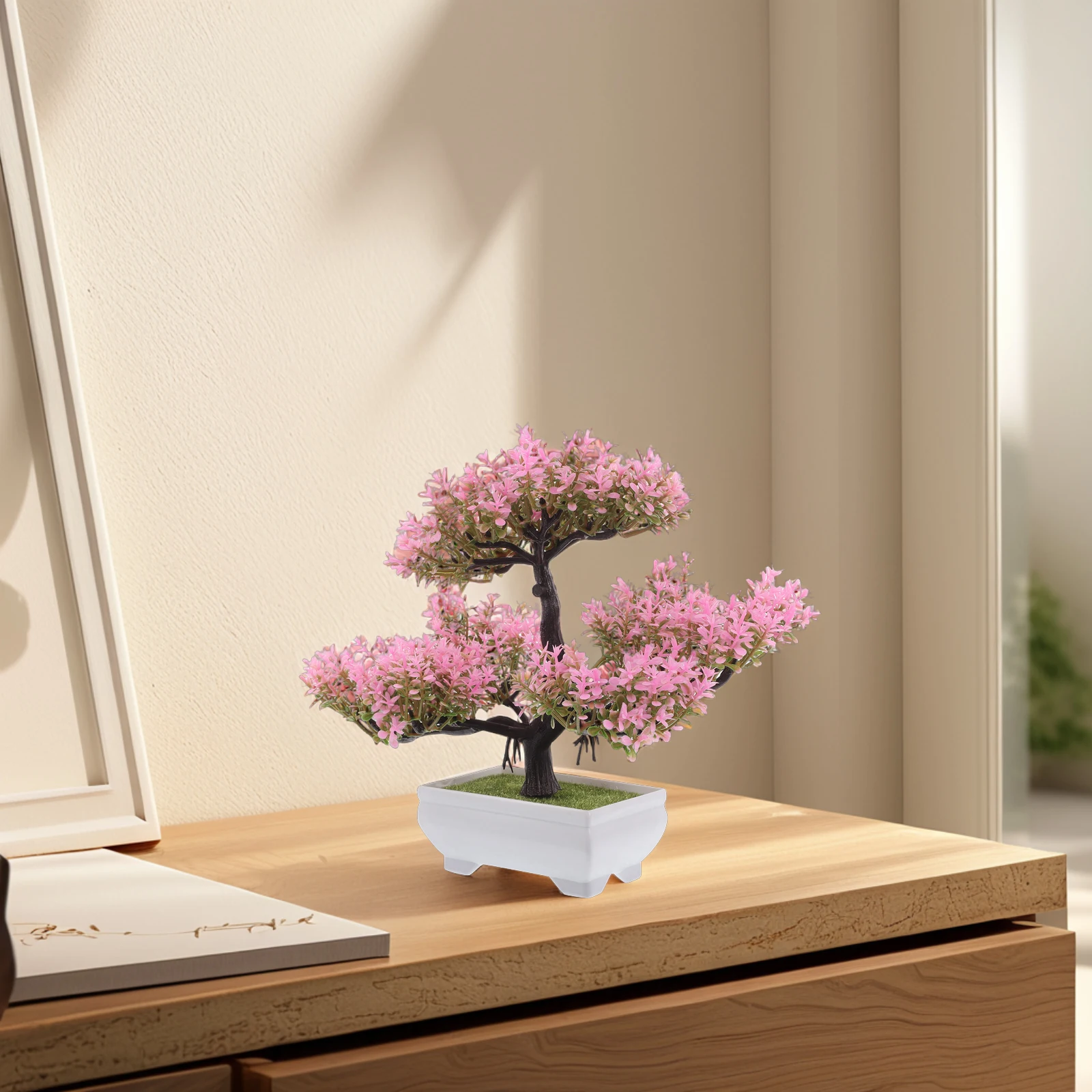 

Small Artificial Bonsai Tree Realistic Fake Pine Plant for Bookshelf Entryway Table Decor Simulation Indoor Potted Garden Piece