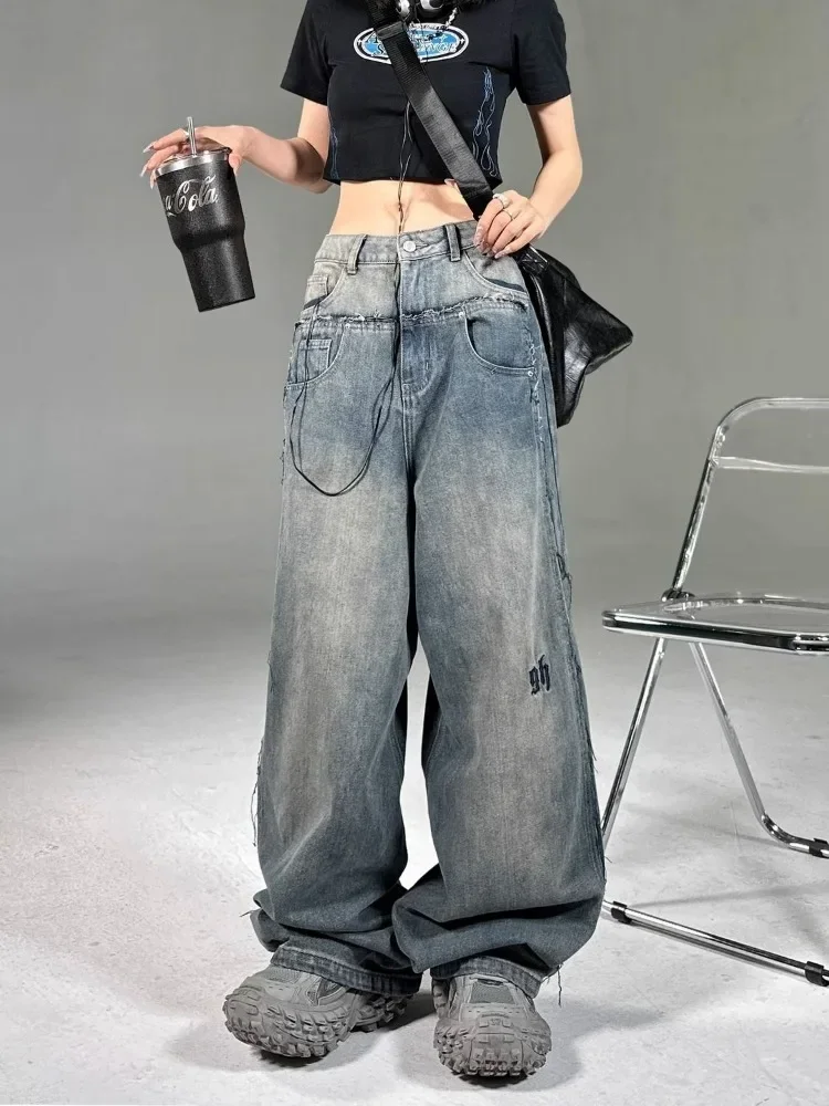 

Vintage Y2K Baggy Jeans Women Grunge Korean Style 90s Streetwear Oversize Denim Cargo Pants Hippie Harajuku Trousers 2024