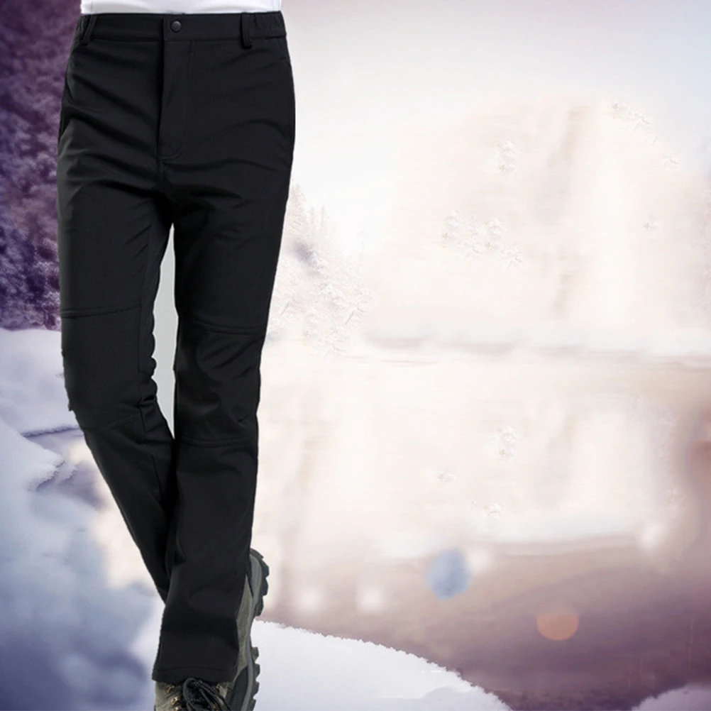 

Women Thick Warm Fleece Softshell Pants Fishing Camping Hiking Skiing Pants Waterproof Windproof Pants Size (Black)