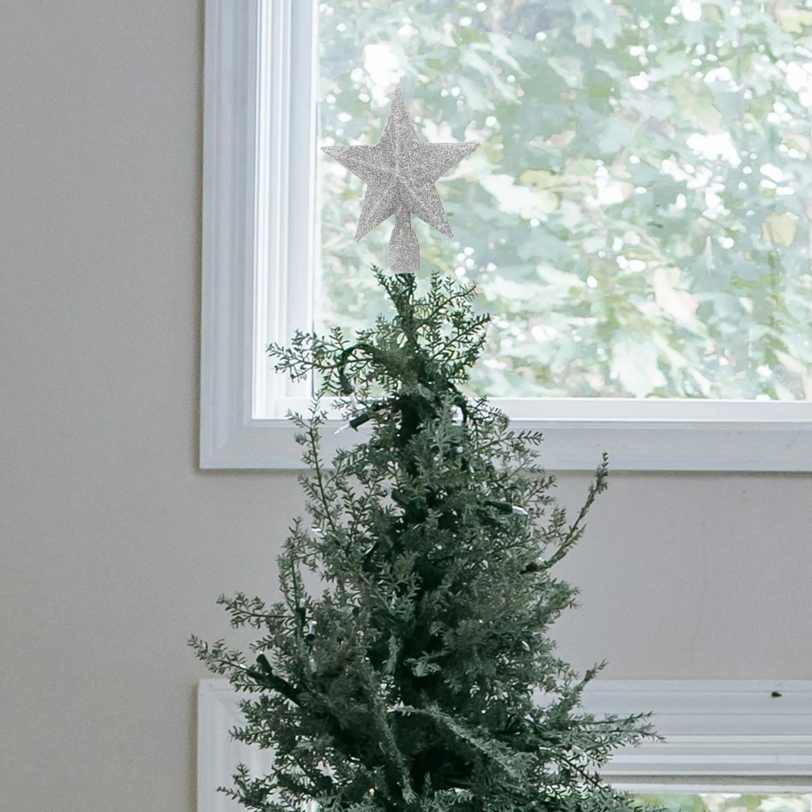 

10 Pcs Christmas Tree Top Star Toppers Colorful Glitter Decorations Small Size PVC Festive Holiday Atmosphere