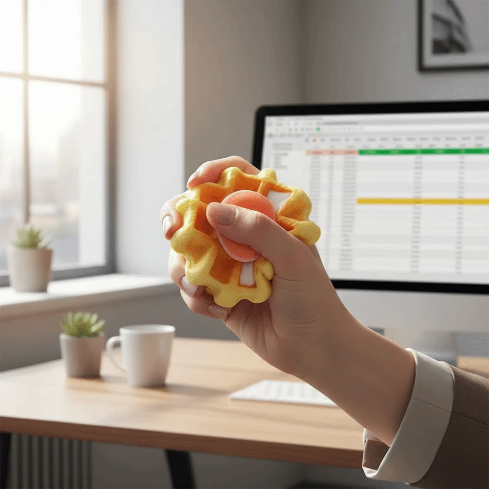 Hand Relax Simulation Bread Squeeze Slow Rebound Food Shape Waffle Cake Squeeze Pinch Kneading Sensory Fidget Birthday Gift