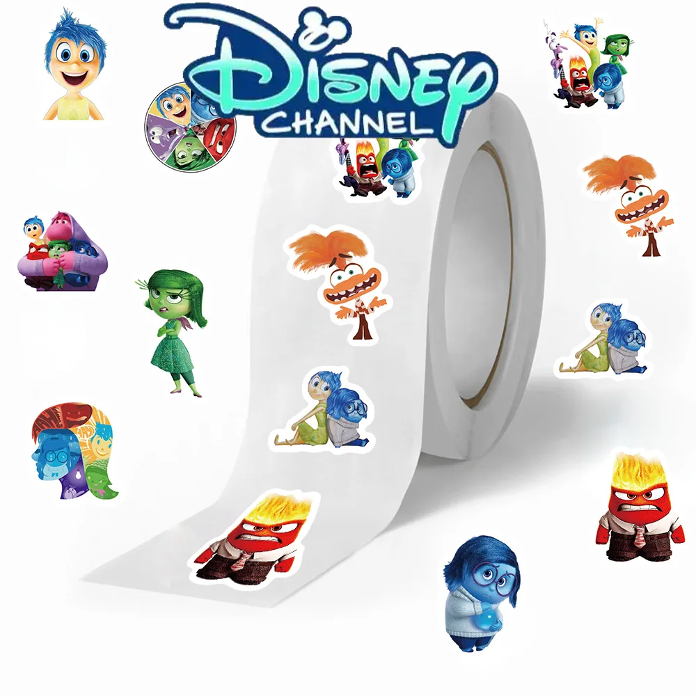 Disney 500 Uds. Pegatinas enrollables interiores para diario, portátil, equipaje, monopatín, pegatinas de dibujos animados, decoración de regalo clásica divertida