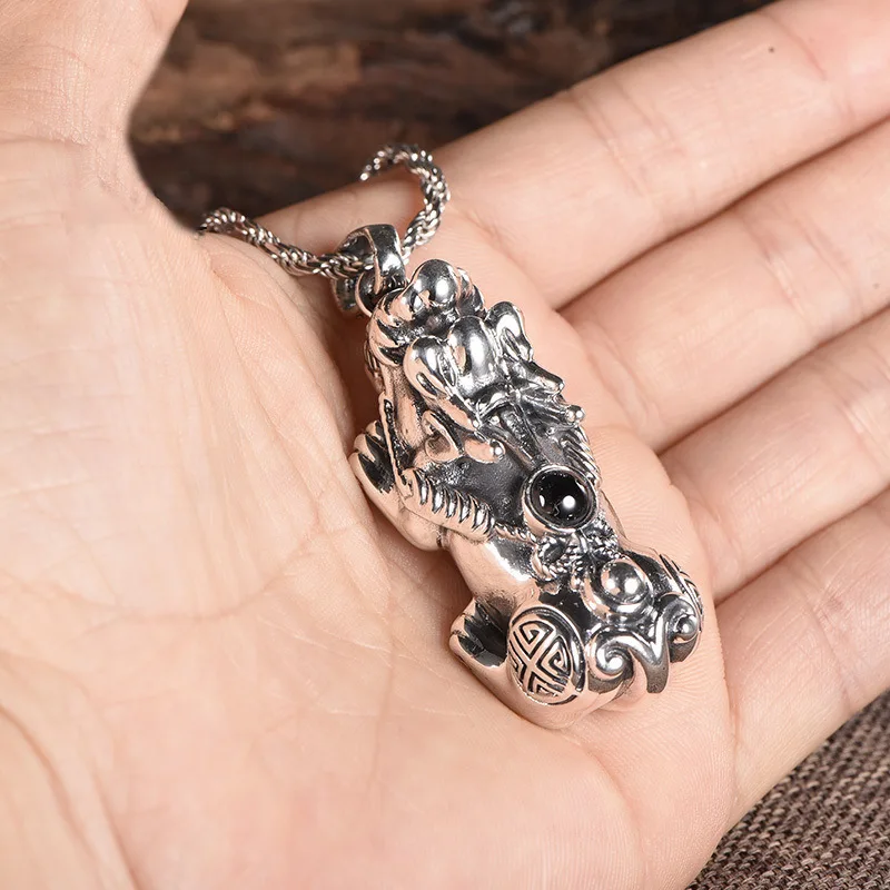 

Винтажное ожерелье с подвеской в виде животного Pixiu, мужской свитер, цепочка, рельефная монета, проекция, ожерелье «Бог богатства», мужские ювелирные изделия