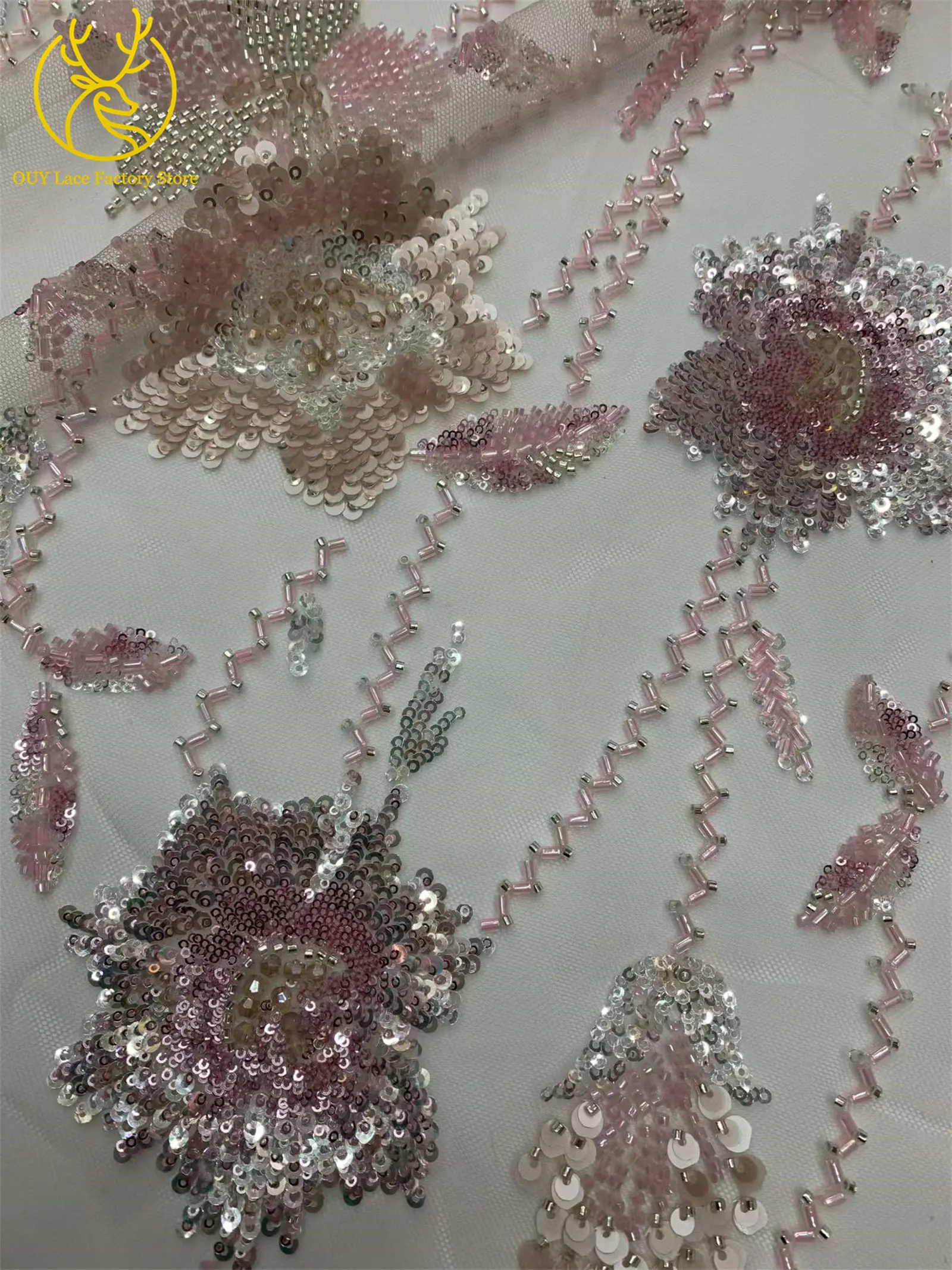 2026 Französische Stickerei Perlenbesetzter Mesh-Spitzenstoff 5 Yards Hochwertiger Afrikanischer Pailletten-Spitzenstoff für Damen Partykleider Nähen – Detail 16