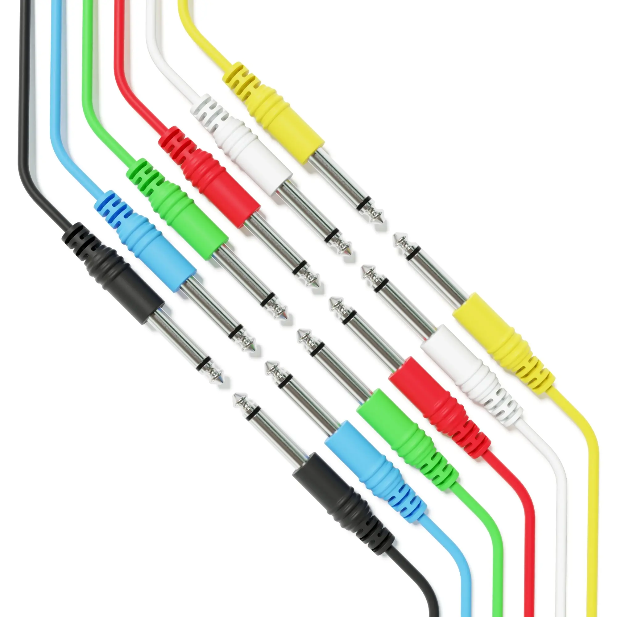 ExcelValley - Zestaw 6 sztuk - Kabel instrumentalny gitarowy mono - Przewód połączeniowy TS 6.35mm 1/4"