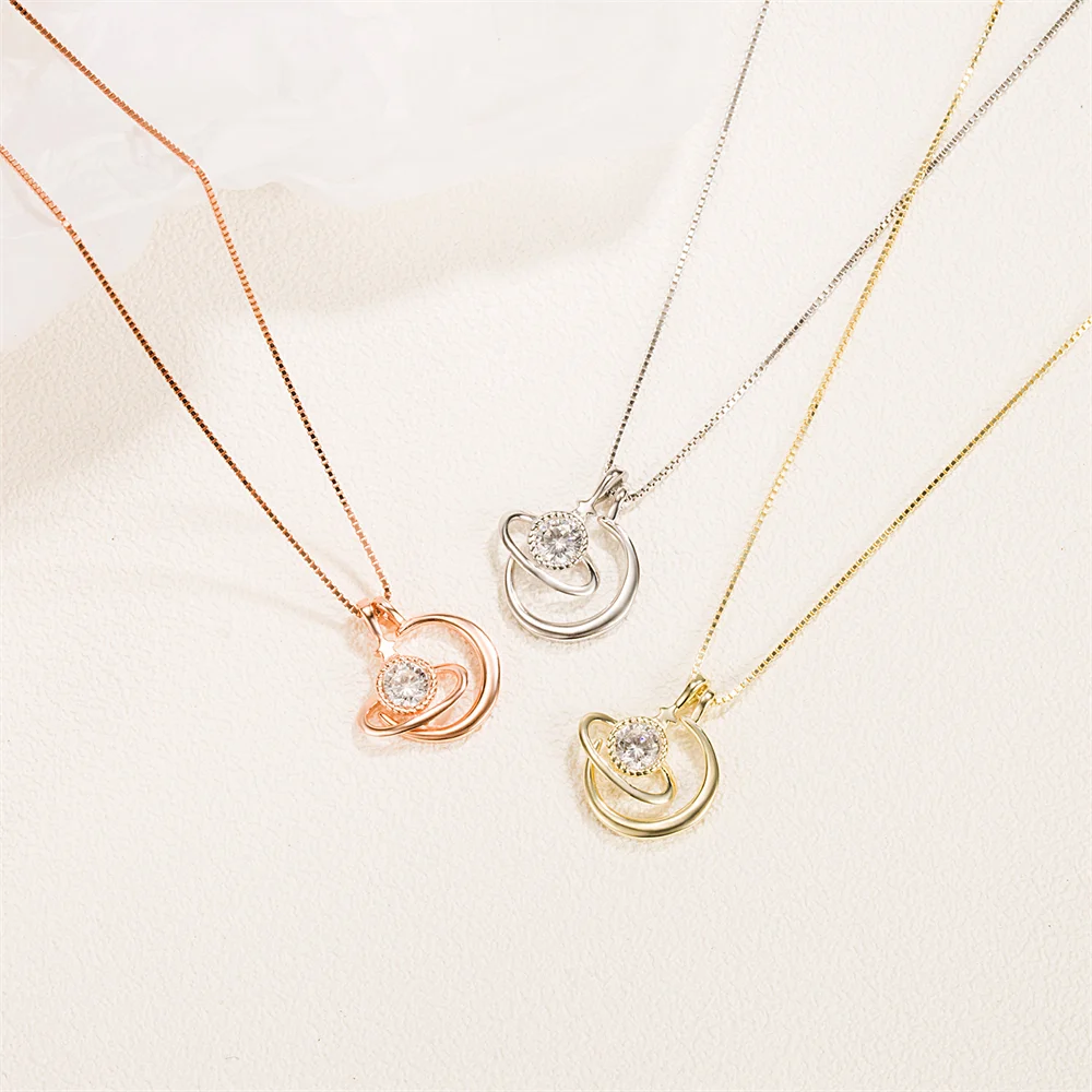 

Корейское ожерелье из стерлингового серебра S925, кулон «Мунная звезда Сатурн», женский аксессуар INS Trend из золота 18 карат