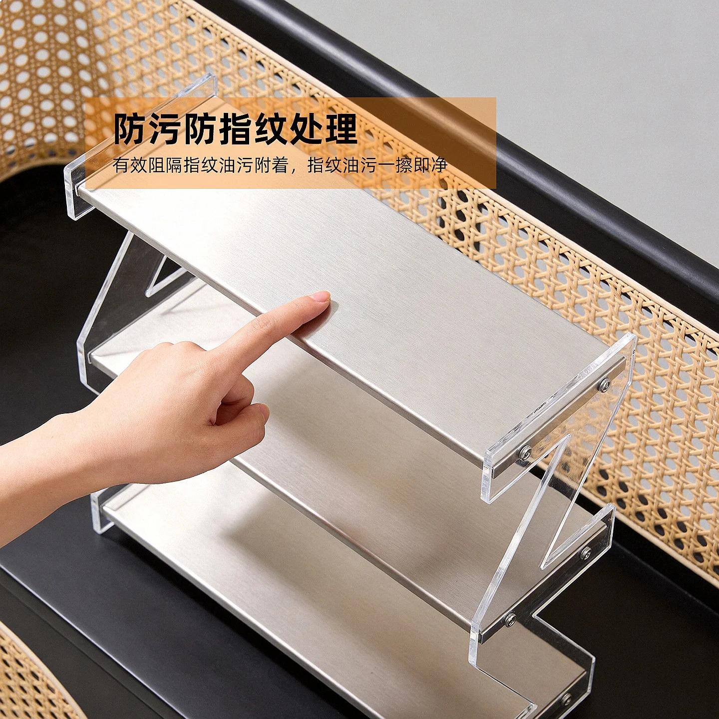 Multilayer Acrylic Stainless Steel Desk Organizer Cup Holder for Coffee Mugs Perfume Bedroom 4