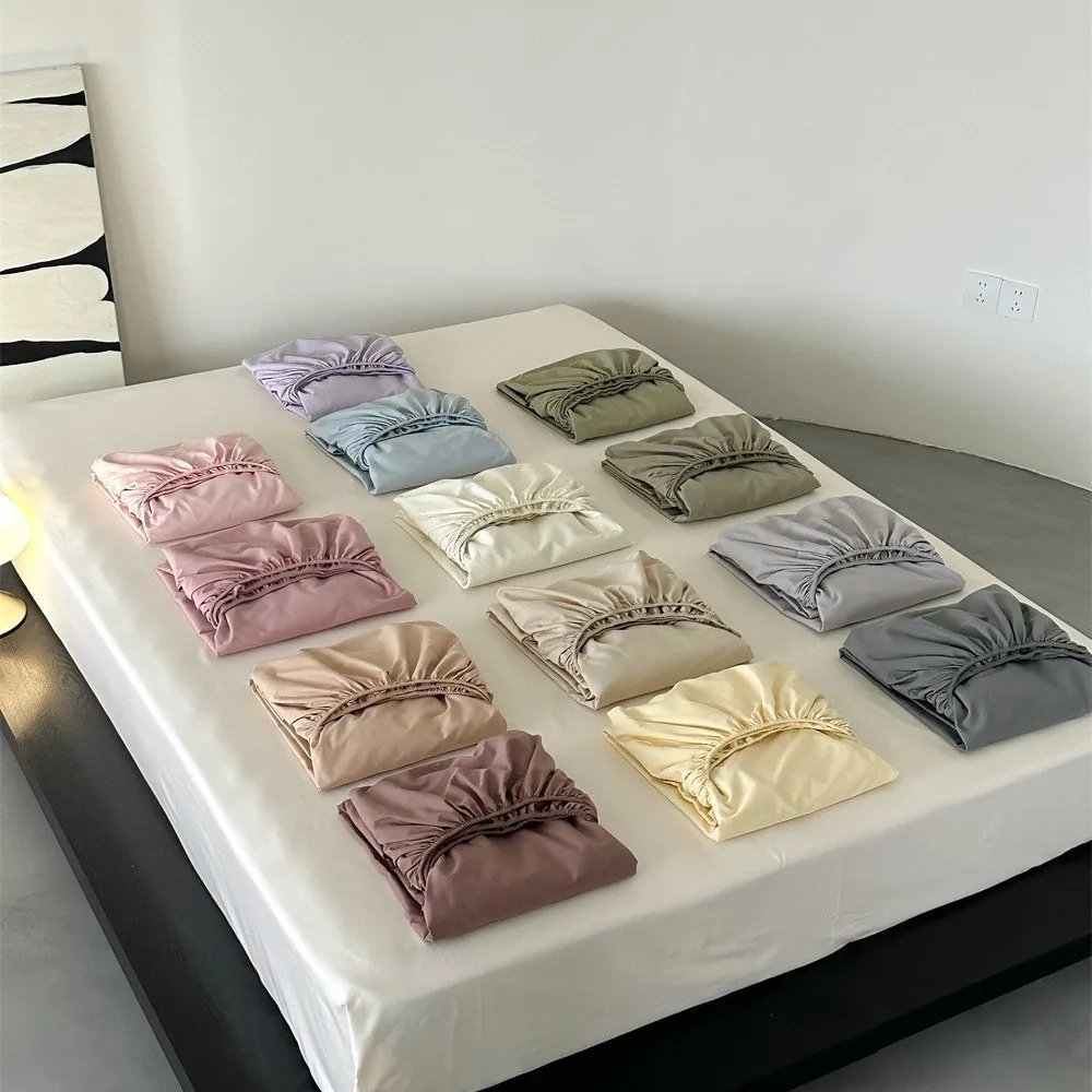 

Customizable solid color cotton yarn-dyed washed cotton mattress mattress mattress cover single piece