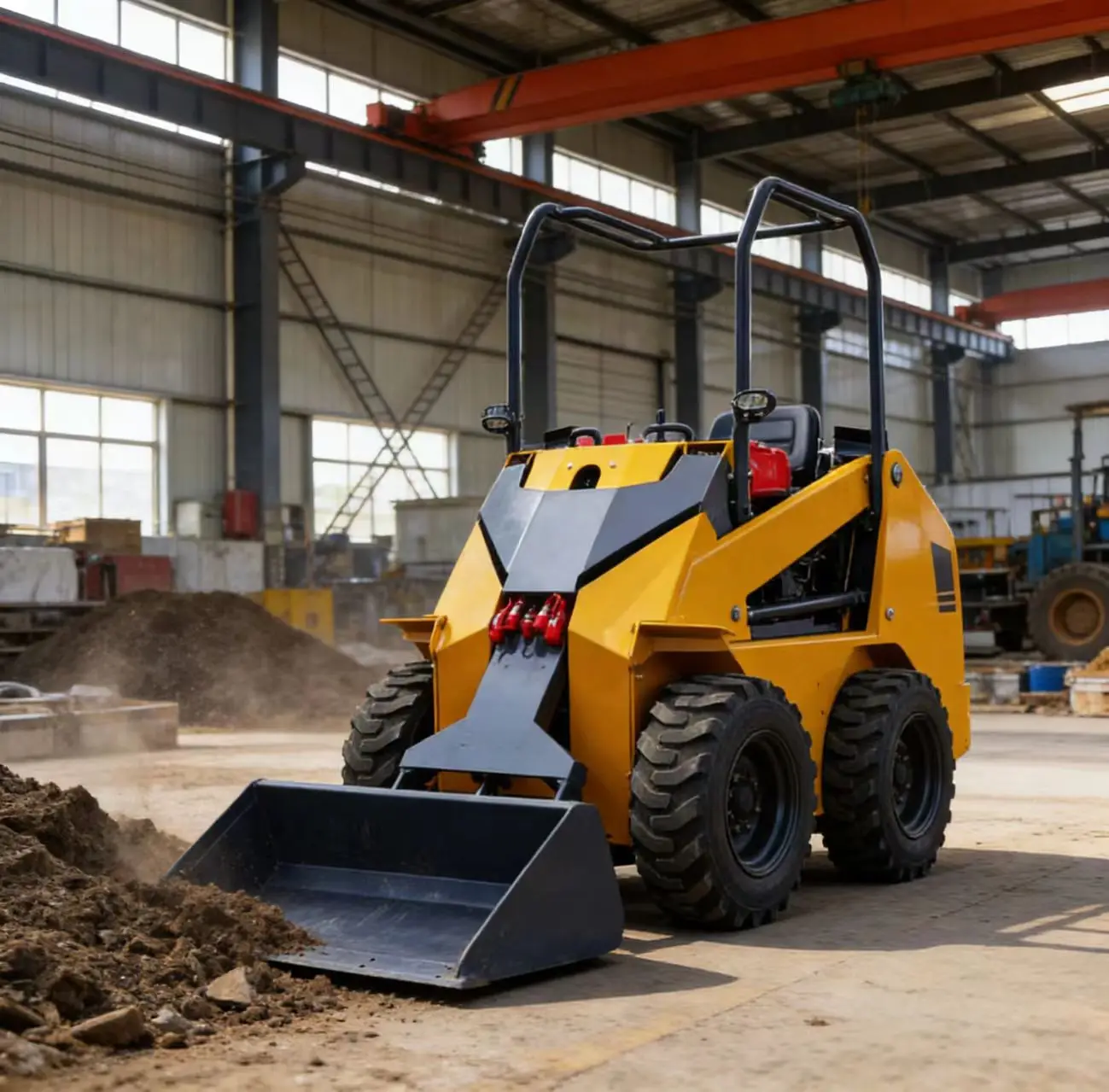 

Customized Wheeled Skid Steer Loader Construction Narrow Building Operation, Indoor Demolition, Quick Change Attachments