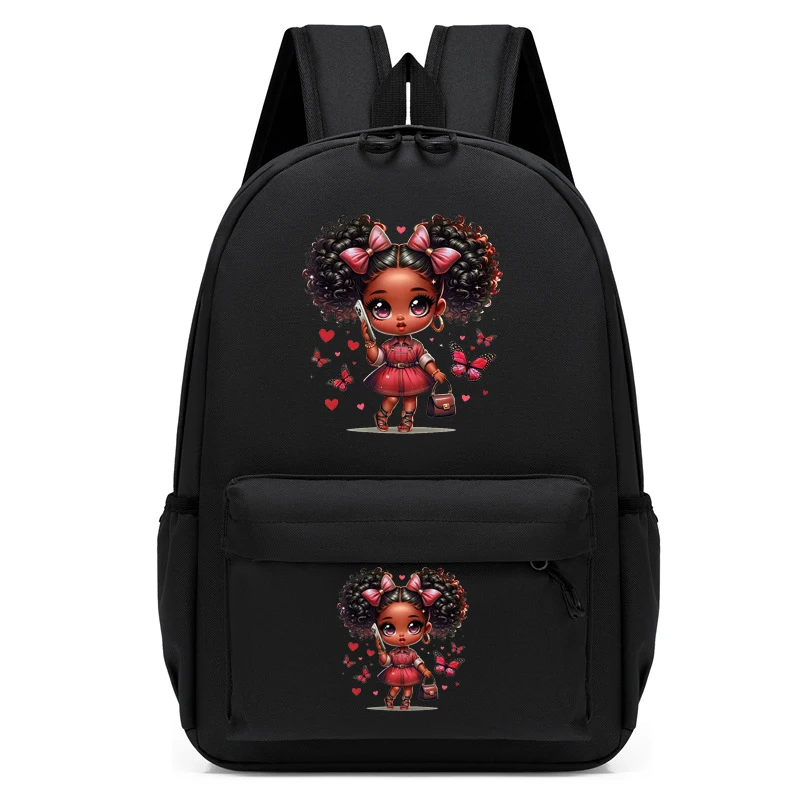 Mochila infantil Chibi, Preto, Menina, Borboleta rosa, Adolescente, Mochila infantil, Mochila infantil, Meninas Viagem Bagpack