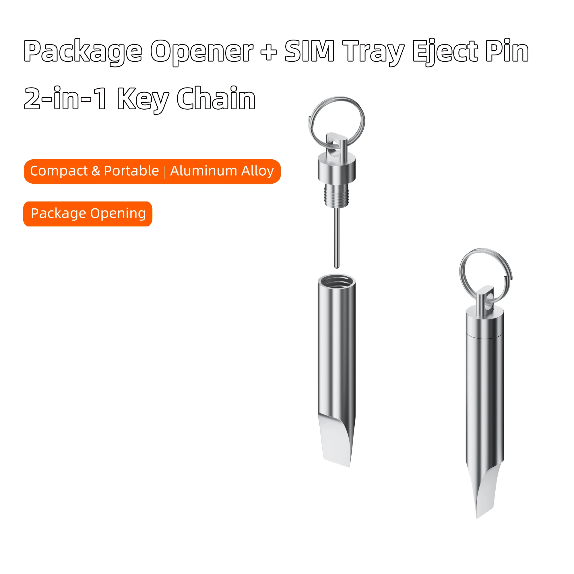 2 in 1 Box Cutter SIM Card Tray Removal Tool Eject Pin Portable Keychain Box Opener Reset Tools Package Opener Serrated Blade
